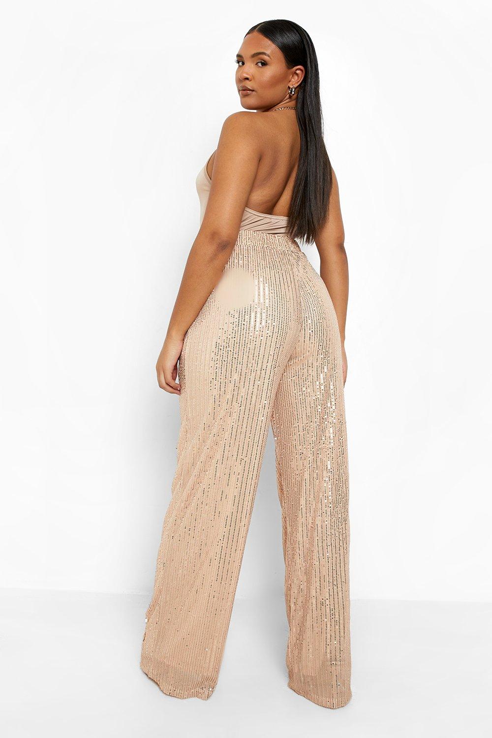 Plus size wide 2024 leg sequin pants